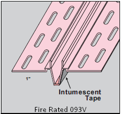 093X- V  Fire Rated Control Expansion Bead 92" (7' -8") Ridged Vinyl PVC