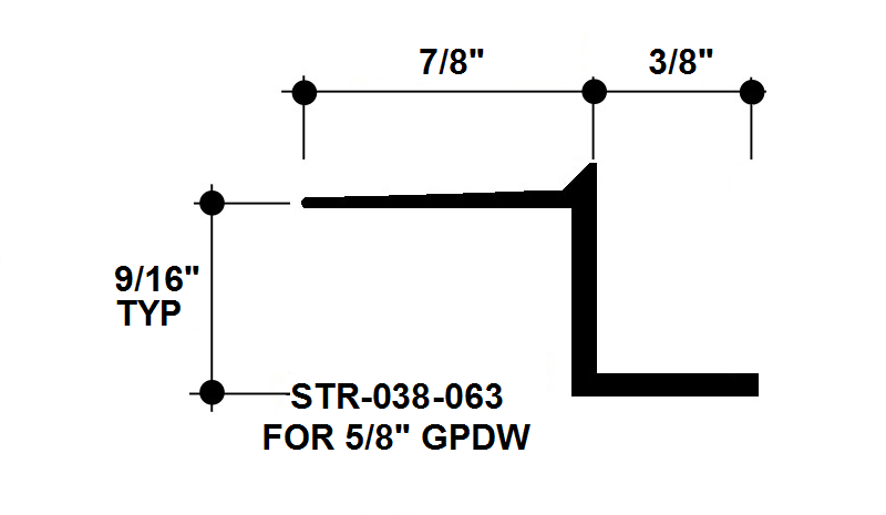 Aluminum Drywall Trim / Z Shadow Bead 3/8" x 5/8" Primed for Painting STR-038-063 / 92" Lengths (7'-8")
