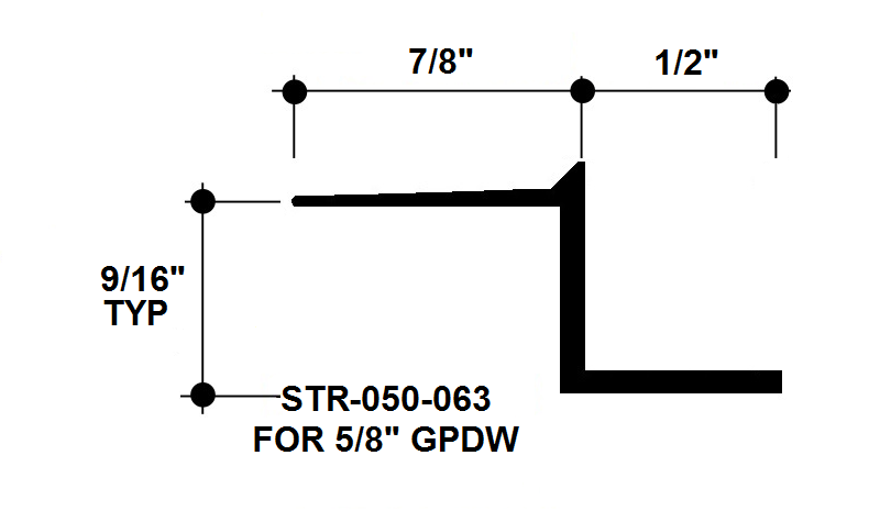 Aluminum Drywall Trim / Z Shadow Bead 1/2" x 5/8" Primed for Painting STR-050-063 / 92" Lengths (7'-8")