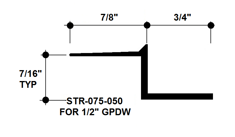 Aluminum Drywall Trim / Z Shadow Bead 3/4" x 1/2" Primed for Painting STR-075-050 / 92" Lengths (7'-8")