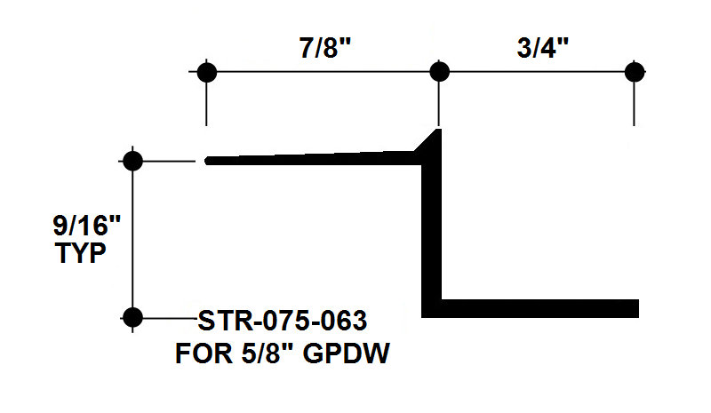 Aluminum Drywall Trim / Z Shadow Bead 3/4" x 5/8" Primed for Painting STR-075-063 / 92" Lengths (7'-8")