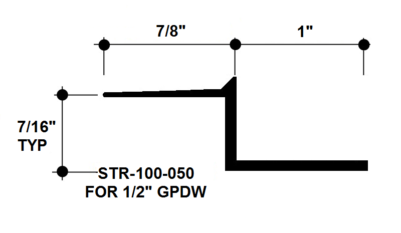 Aluminum Drywall Trim / Z Shadow Bead 1" x 1/2" Primed for Painting 8'-0" Lengths (STR-100-050)
