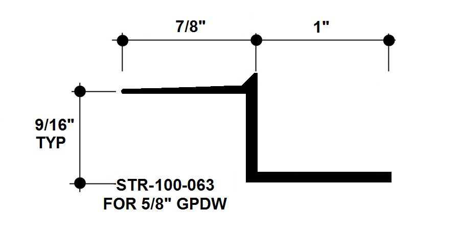 Aluminum Drywall Trim / Z Shadow Bead 1" x 5/8" Primed for Painting STR-100-063 / 92" Lengths (7'-8")