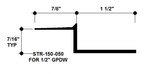 Aluminum Drywall Trim / Z Shadow Bead 1 1/2" x 1/2" Primed for Painting STR-150-050 / 92" Lengths (7'-8")