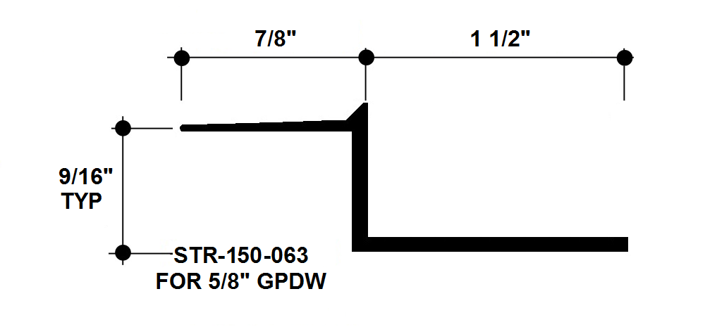 Aluminum Drywall Trim / Z Shadow Bead 1 1/2" x 5/8" Primed for Painting STR-150-063 / 92" Lengths (7'-8")