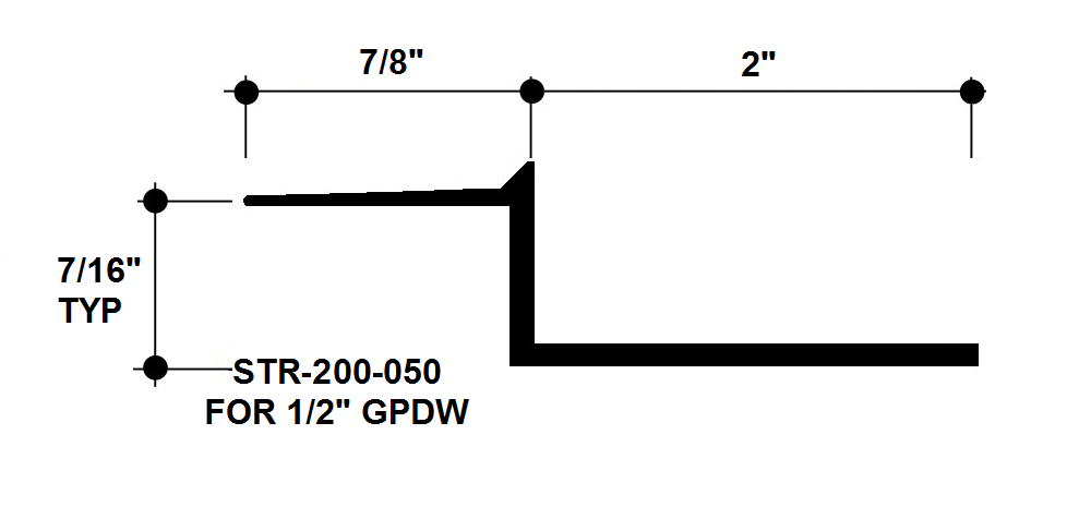 Aluminum Drywall Trim / Z Shadow Bead 2" x 1/2" Primed for Painting STR-200-050 / 92" Lengths (7'-8")