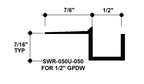 1/2" x 1/2" Aluminum "F" Reveal Trim, Primed for Painting SWR-050U-050 / 92" Lengths (7'-8")