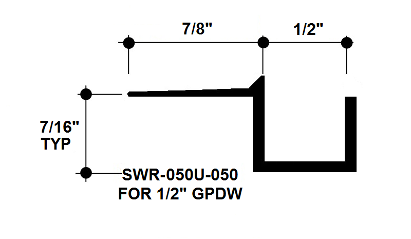 1/2" x 1/2" Aluminum "F" Reveal Trim, Primed for Painting SWR-050U-050 / 92" Lengths (7'-8")
