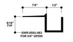 1/2" x 5/8" Aluminum "F" Reveal Trim, Primed for Painting