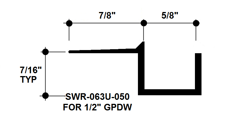 5/8" x 1/2" Aluminum "F" Reveal Trim, Primed for Painting SWR-063U-050 / 92" Lengths (7'-8")