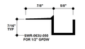 5/8" x 1/2" Aluminum "F" Reveal Trim, Primed for Painting SWR-063U-050 / 92" Lengths (7'-8")