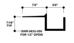 5/8" x 1/2" Aluminum "F" Reveal Trim, Primed for Painting SWR-063U-050 / 92" Lengths (7'-8")