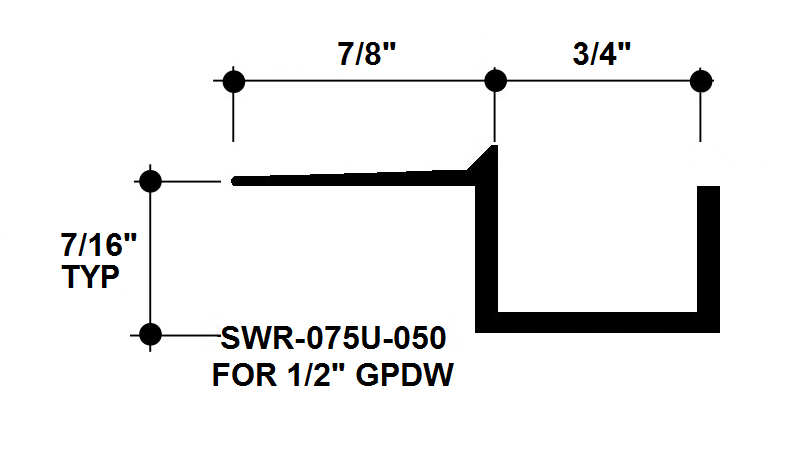 3/4" x 1/2" Aluminum "F" Reveal Trim, Primed for Painting SWR-075U-050 / 92" Lengths (7'-8")