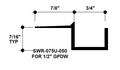 3/4" x 1/2" Aluminum "F" Reveal Trim, Primed for Painting SWR-075U-050 / 92" Lengths (7'-8")