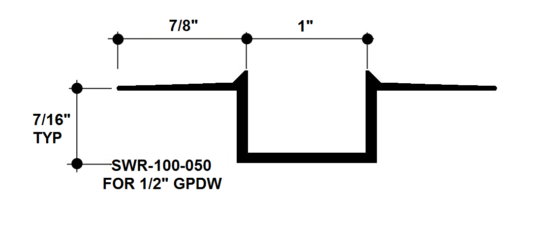 Aluminum Drywall Trim / Reveal Bead 1" x 1/2" Primed for Painting 8'-0" Lengths (SWR-100-050)