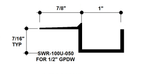 1" x 1/2" Aluminum "F" Reveal Trim, Primed for Painting SWR-100U-050 / 92" Lengths (7'-8")