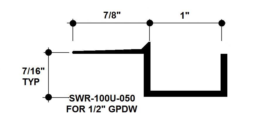 1" x 1/2" Aluminum "F" Reveal Trim, Primed for Painting SWR-100U-050 / 92" Lengths (7'-8")