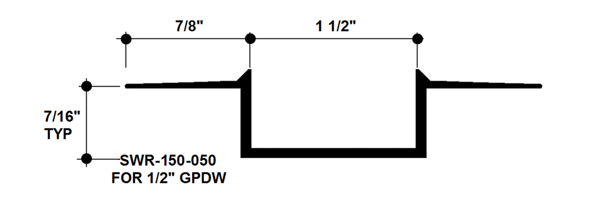 Aluminum Drywall Trim / Reveal Bead 1 1/2" x 1/2" Primed for Painting 8'-0" Lengths (SWR-150-050)