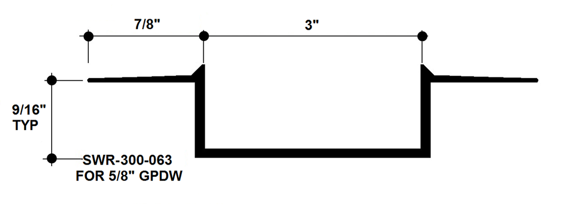 Aluminum Drywall Trim / Reveal Bead 3" x 5/8" Primed for Painting 8'-0" Lengths (SWR-300-063)